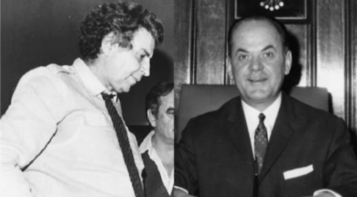 Ο Μίκης Θεοδωράκης και ο Γεώργιος Παπαδόπουλος
